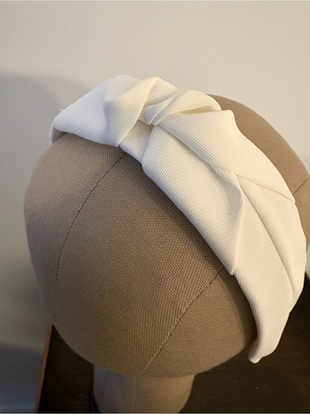 Cream Knotted Fabric Headband for Women